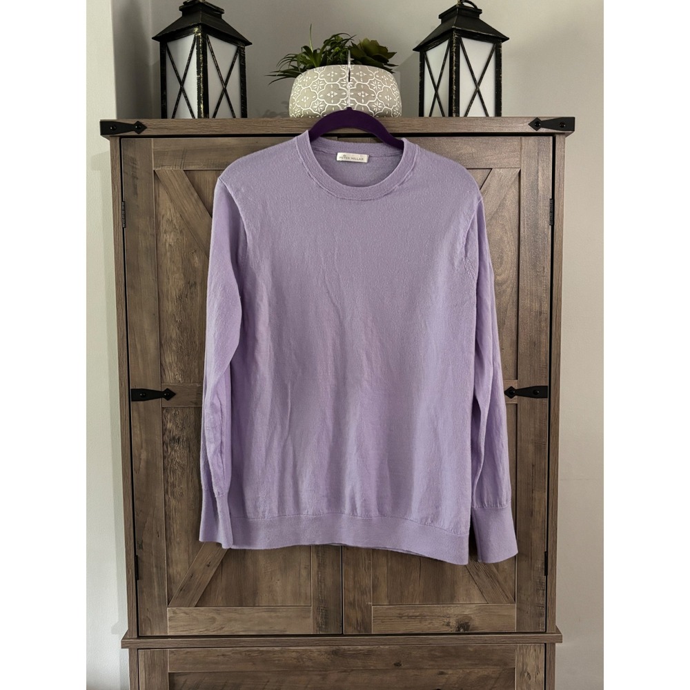 Peter Millar Lavender Extra Fine Italian Merino Wool Crewneck Sweater Tree Logo